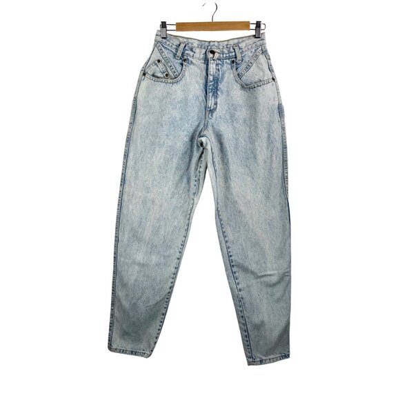 VTG Zena Jeans 26x31 Button zip Barrel Leg Baggy Rigid Cotton High Waist - Picture 1 of 9